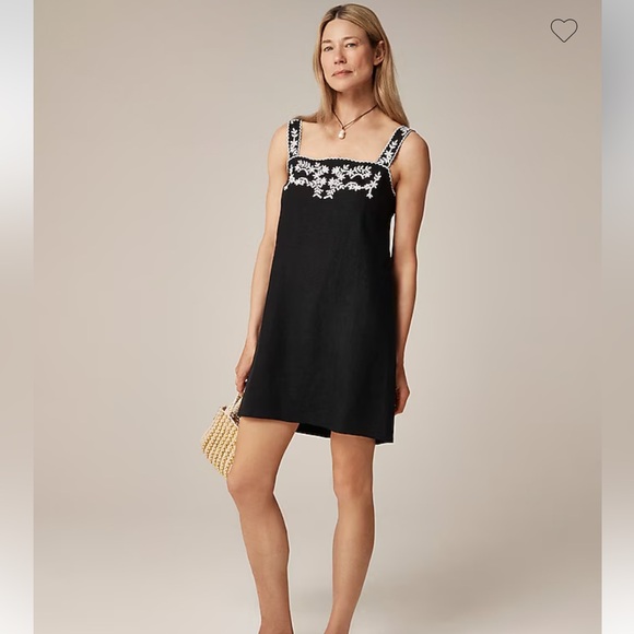 NWT J Crew Embroidered Linen Shift Dress - Picture 1 of 4